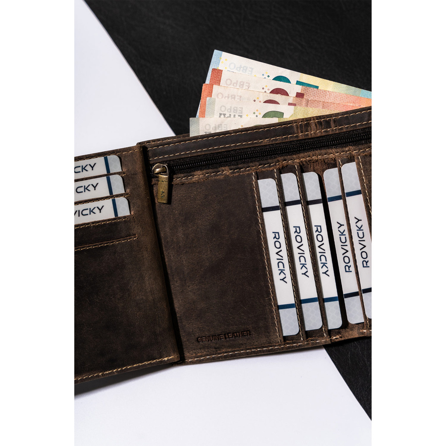 Duży portfel męski z bydlęcej skóry naturalnej - Buffalo Wild