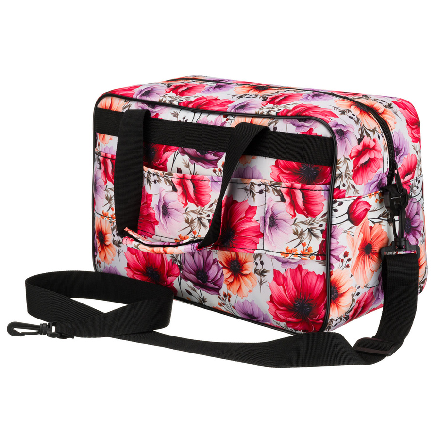 Wielokolorowa torba podróżna z wytrzymałego poliestru z portem USB, pokryta roślinnym wzorem - Rovicky