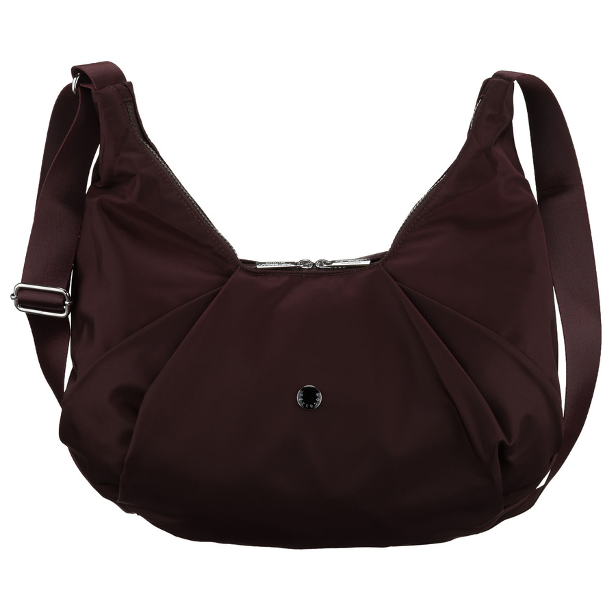 Duża, bordowa torebka damska z poliestru, mieszcząca format A4 - Peterson