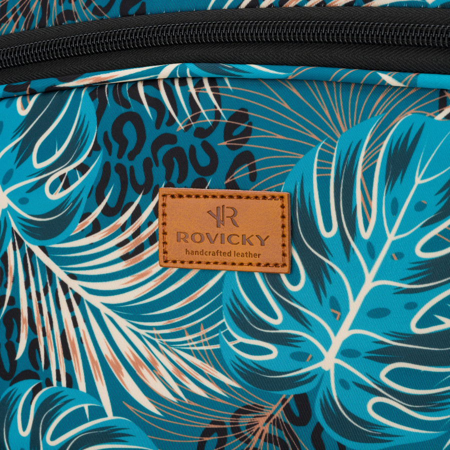 Torba podróżna pokryta roślinnym wzorem wyposażona w dopinany pasek - Rovicky