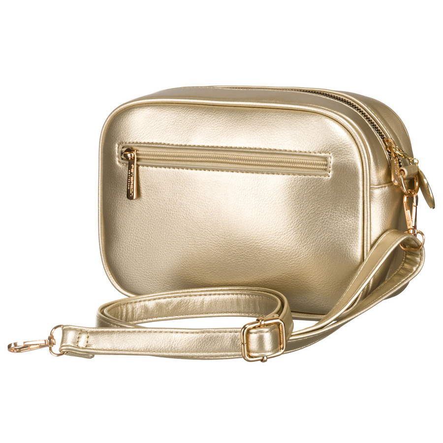 Złota błyszcząca listonoszka damska ze skóry ekologicznej Peterson