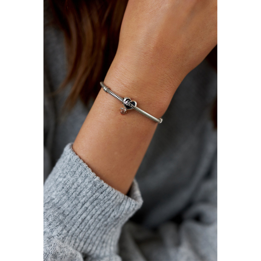 Srebrny charms serce z zawieszkami do modułowej bransoletki - Peterson