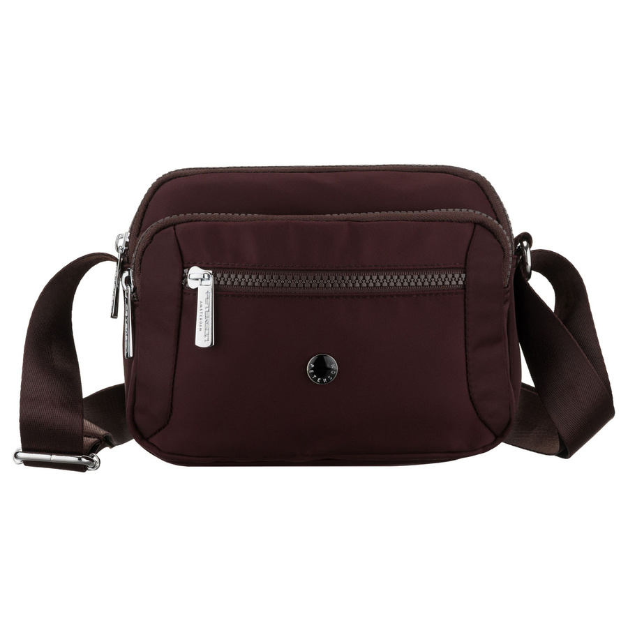Bordowa listonoszka damska z poliestru zawieszona na regulowanym pasku - Peterson
