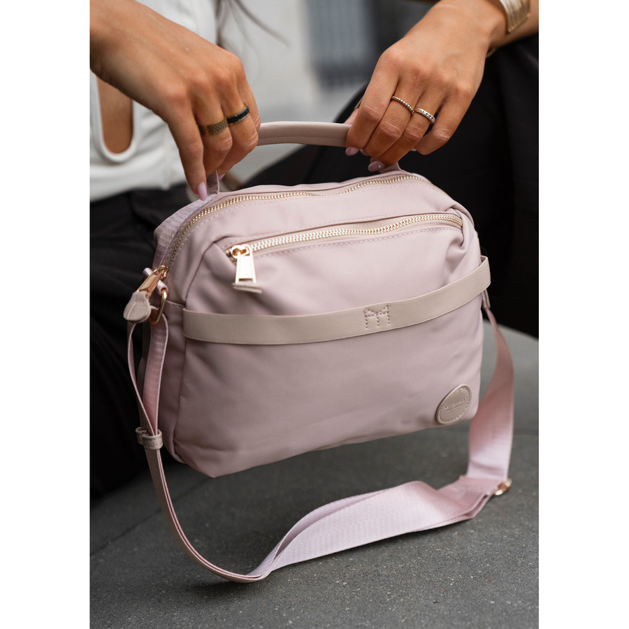 Różowa listonoszka damska z nylonu zamykana suwakiem - Peterson