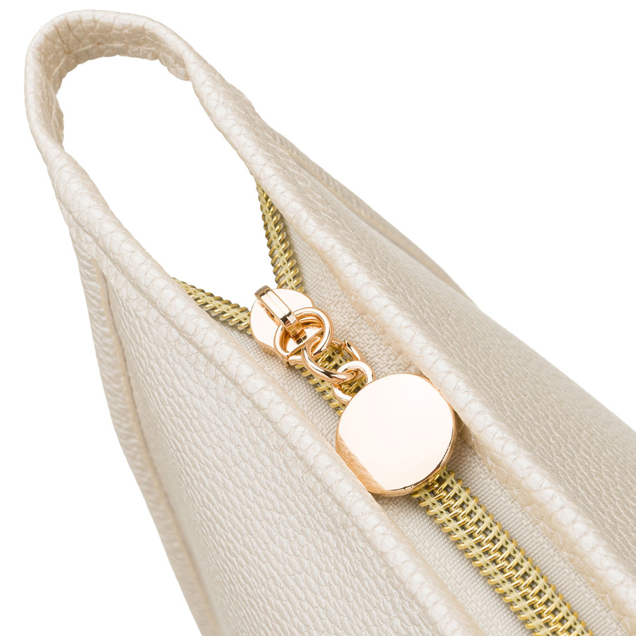 Beżowa, praktyczna kosmetyczka ze skóry ekologicznej, jednokomorowa - Rovicky