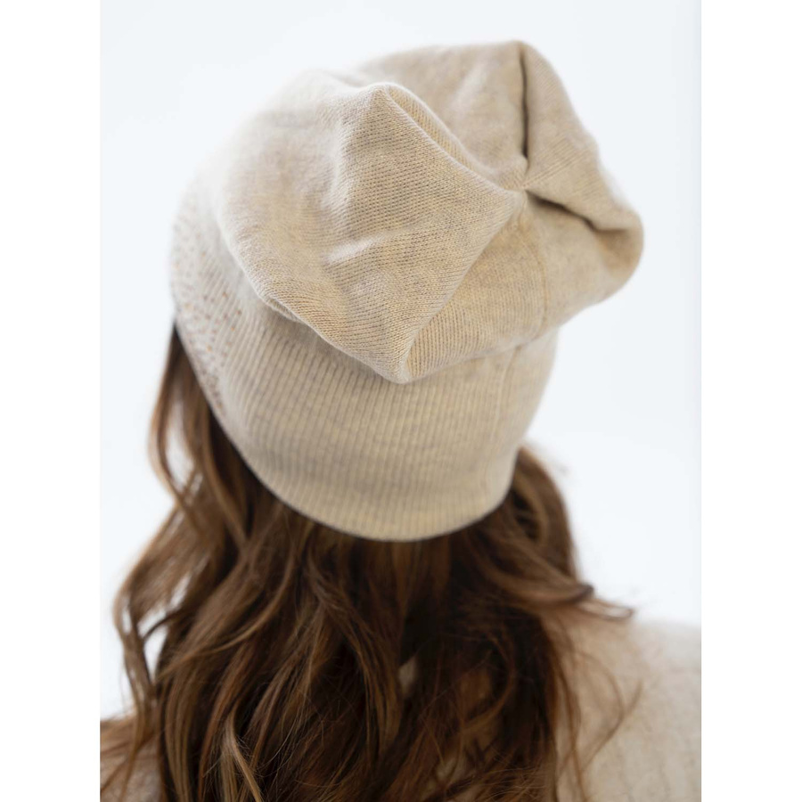 Czapka beanie z kryształkami beżowa - Peterson