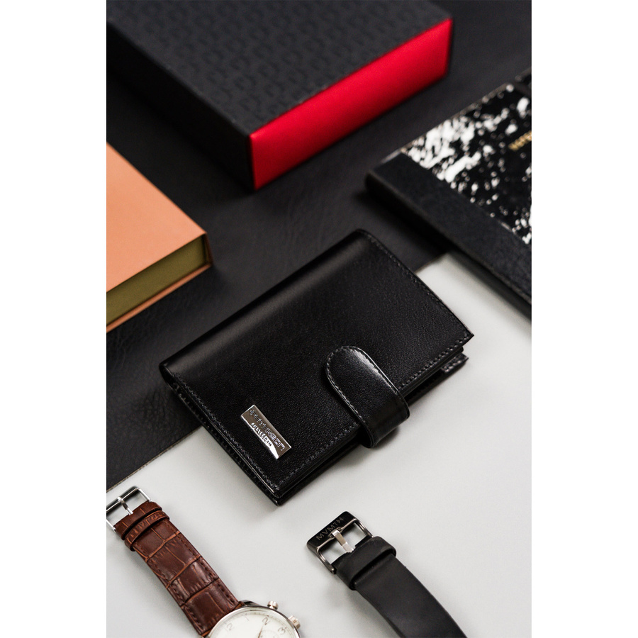 Duży portfel męski na zatrzask ze skóry naturalnej - Peterson