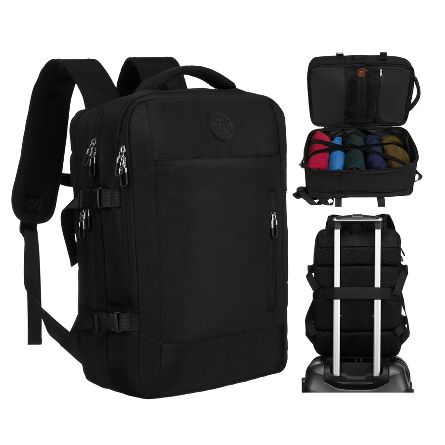 Czarny, podróżny plecak idealny na bagaż podręczny do samolotu - Peterson