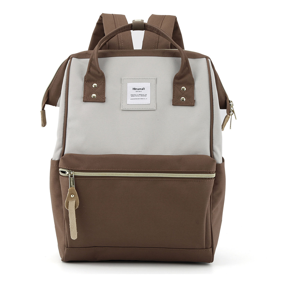 Klasyczny, modny plecak w brązowo-szarym kolorze na laptopa z portem USB - Himawari