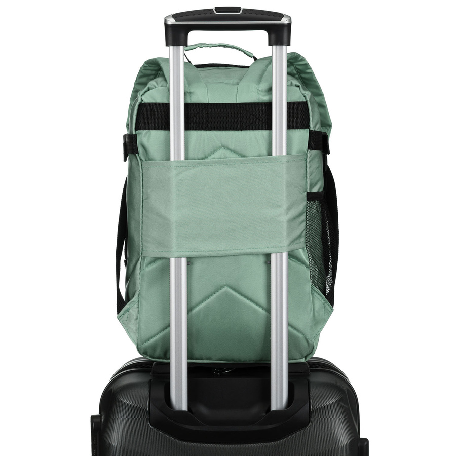 Markowy plecak podróżny w odcieniu miętowym zamykany bezpiecznym suwakiem - Peterson