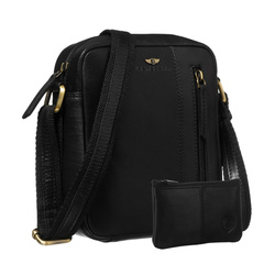 Czarna listonoszka męska ze skóry naturalnej zamykana suwakiem - Peterson