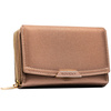 Beżowy portfel damski ze skóry ekologicznej zamykany na zatrzask - Rovicky