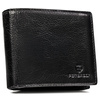 Poziomy portfel męski ze skóry naturalnej w czarnym kolorze w zestawie z brelokiem - Peterson