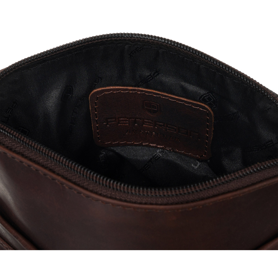 Skórzana torebka na ramię z kieszonką na suwak - Peterson