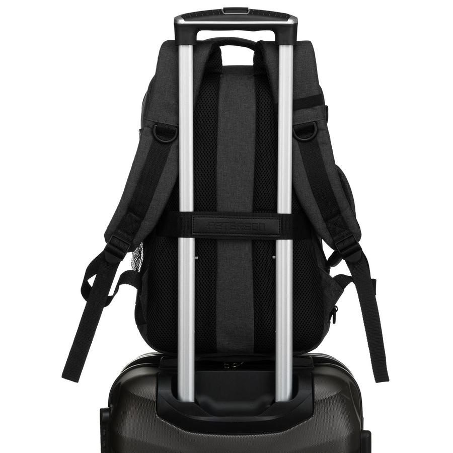 Podróżny plecak z poliestru w szarym kolorze, wyposażony w dopinany pasek - Peterson