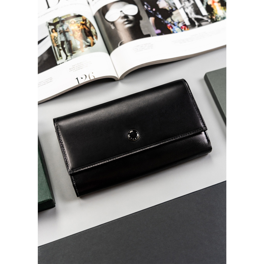 Portfel skórzany czarny dla kobiet z RFID - Peterson