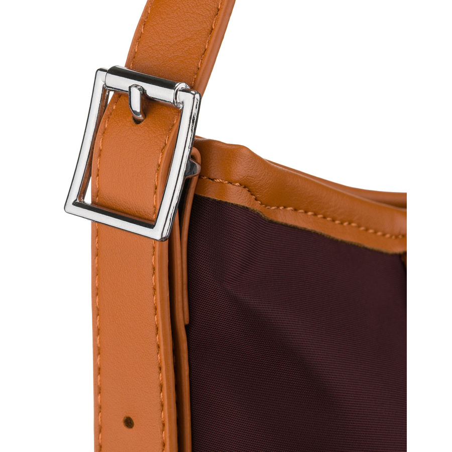 Bordowa listonoszka damska z poliestru i skóry ekologicznej zamykana suwakiem - Peterson