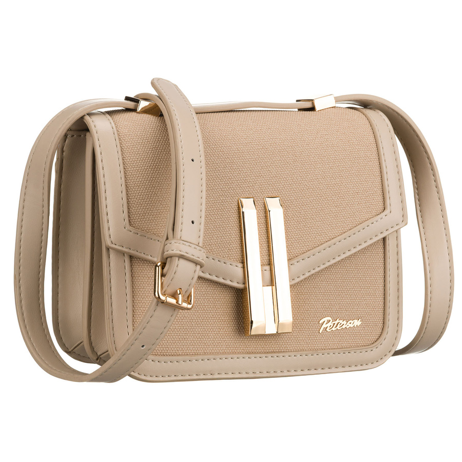 Listonoszka damska z tworzywa sztucznego w beżowym kolorze zamykana klipsem magnetycznym - Peterson