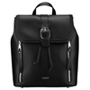 Czarny, niewielki plecak damski ze skóry ekologicznej wyposażony w nóżki ochronne - Rovicky