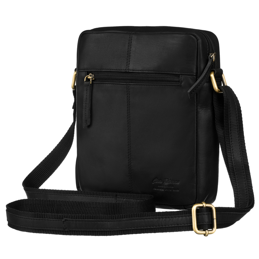 Skórzana, czarna listonoszka męska do pracy z saszetką w zestawie - Peterson 