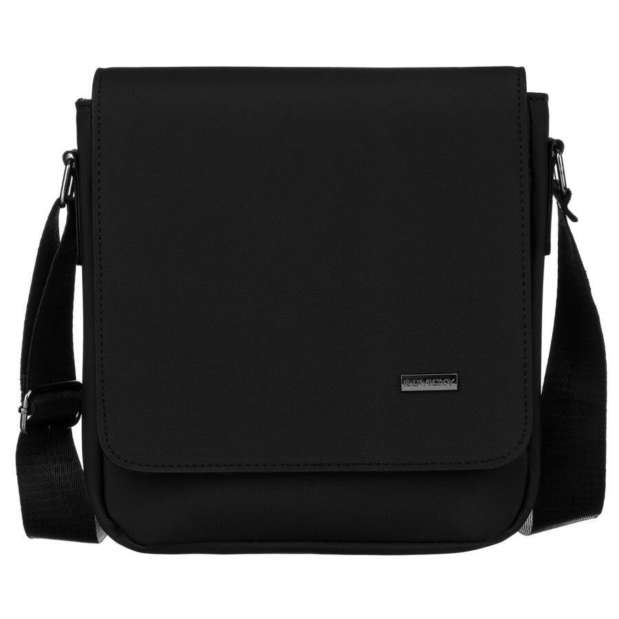 Listonoszka męska z klapką w czarnym kolorze wykonana z cordury - Rovicky