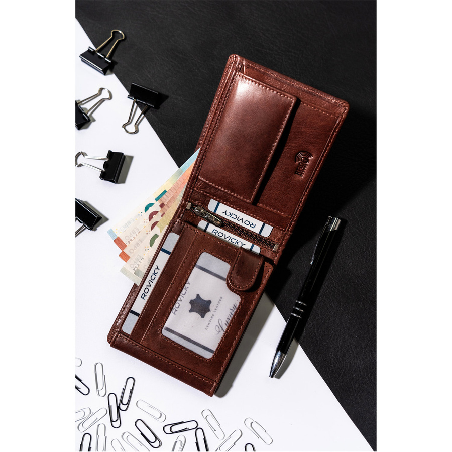 Skórzany portfel męski z motywem patriotycznym - Rovicky