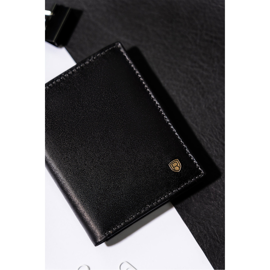 Skórzane, eleganckie etui na dokumenty w czarnym kolorze - Rovicky