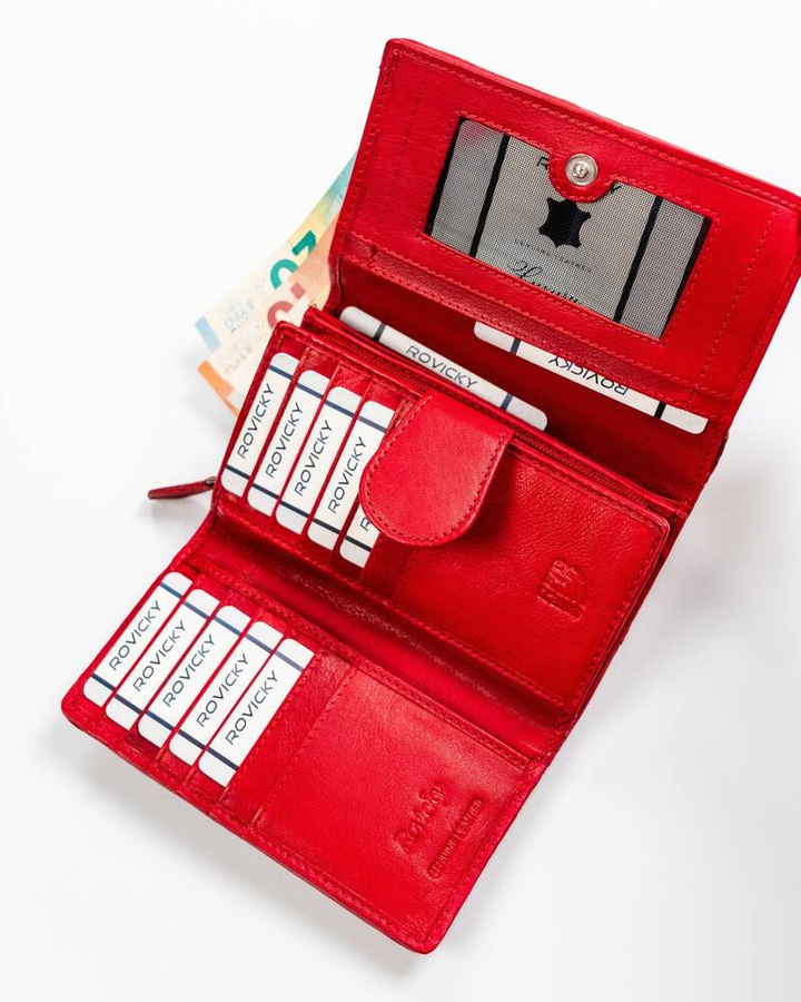 Elegancki portfel damski ze skóry naturalnej - Rovicky