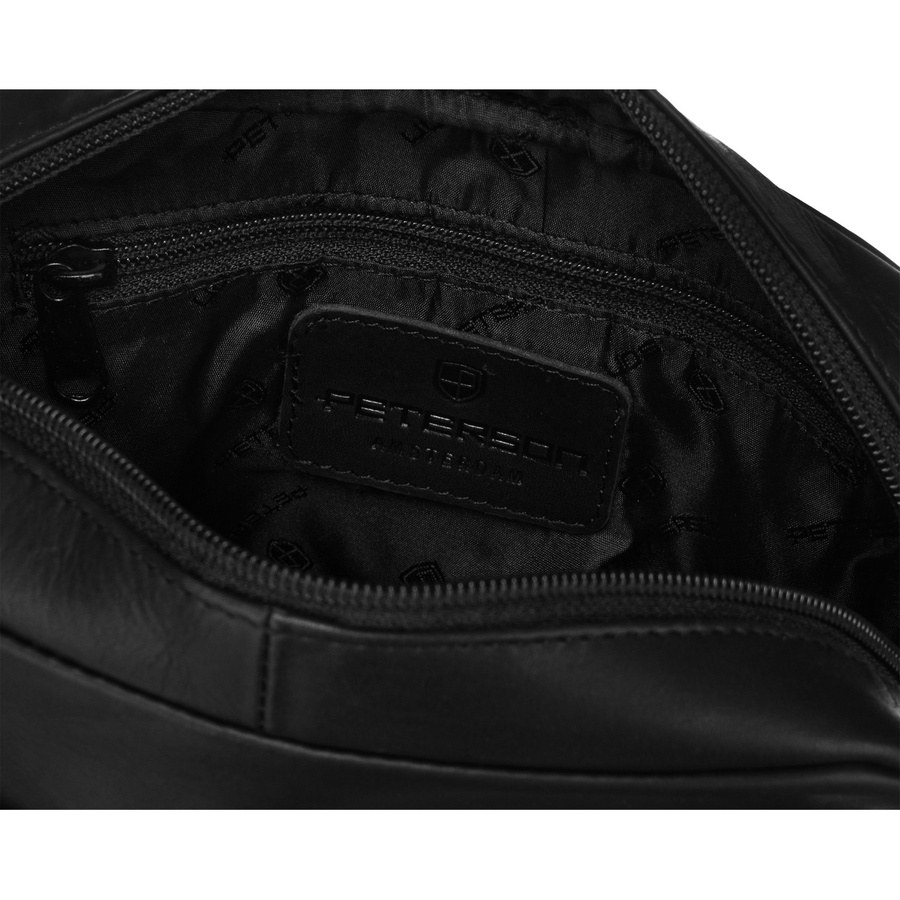 Skórzana, czarna listonoszka męska do pracy z saszetką w zestawie - Peterson 