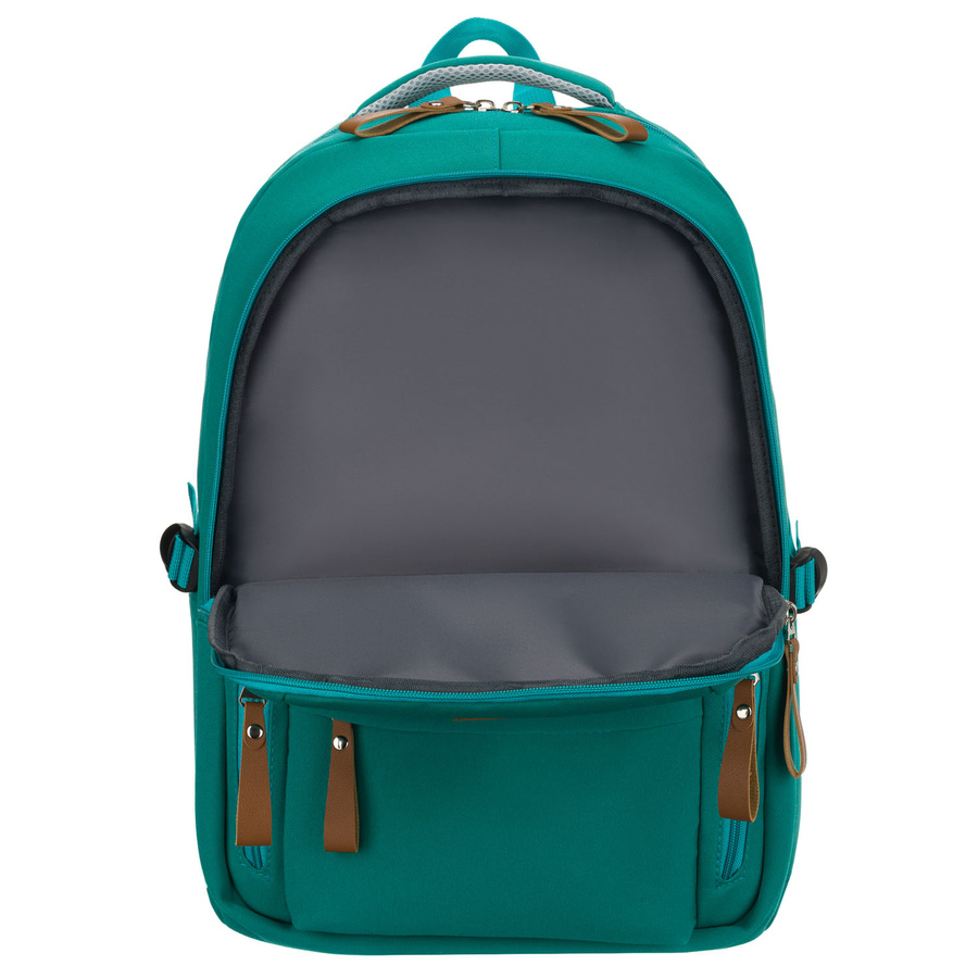 Zielony, młodzieżowy plecak szkolny z poliestru zawieszony na regulowanych szelkach - Peterson