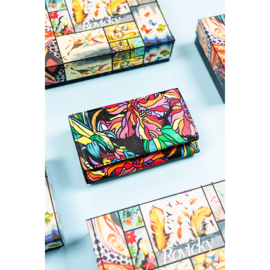 Duży portfel damski na zatrzask wykonany ze skóry naturalnej - Rovicky