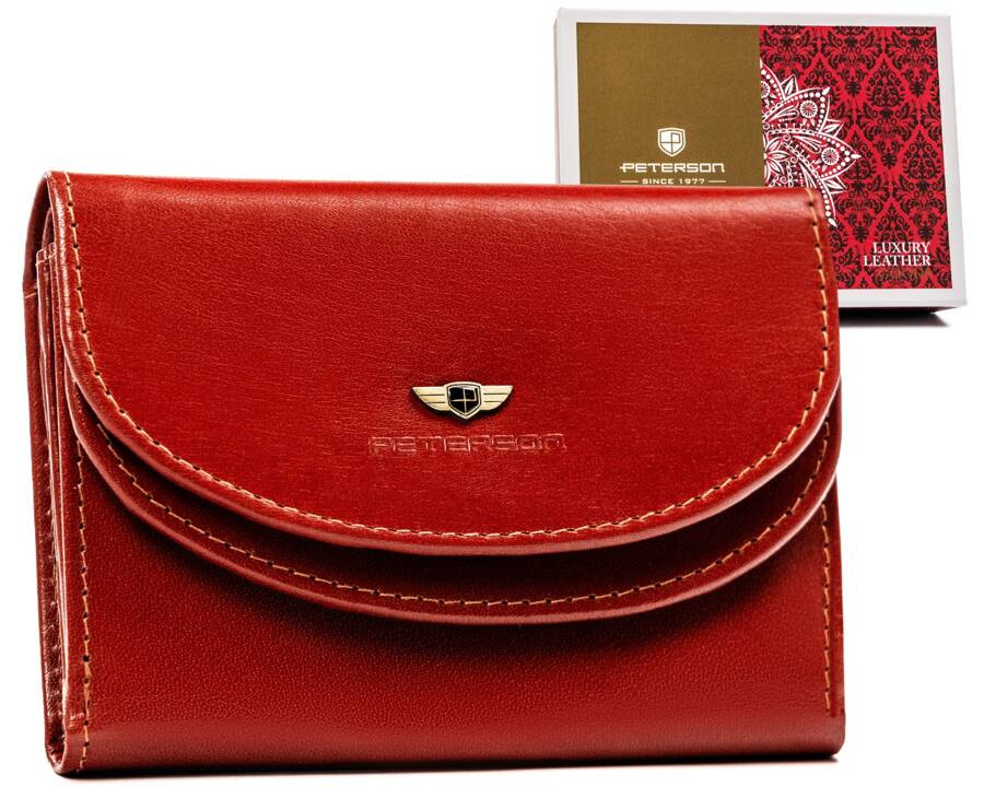 Klasyczny, skórzany portfel damski na zatrzask - Peterson