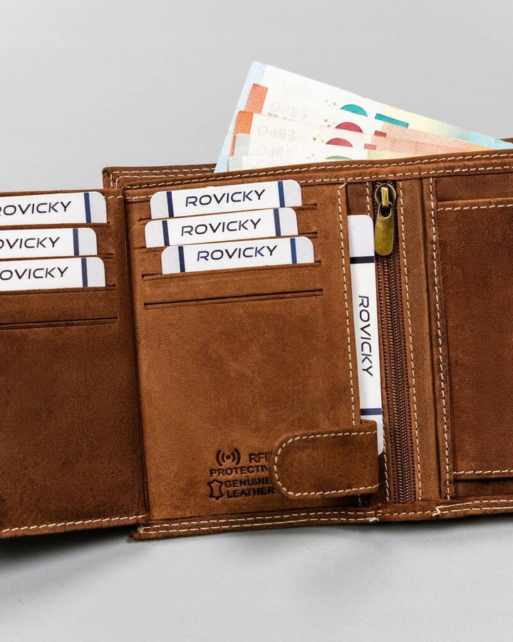 Duży, pionowy portfel męski ze skóry naturalnej - Always Wild