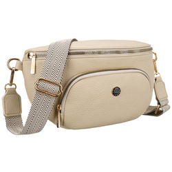 Miejska nerka damska ze skóry ekologicznej w beżowym kolorze zamykana suwakiem - Peterson