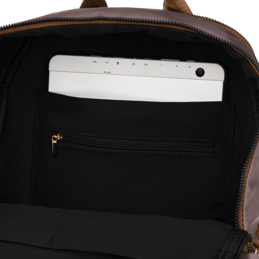 Dwukomorowy plecak damski z poliestru w beżowym kolorze - Peterson