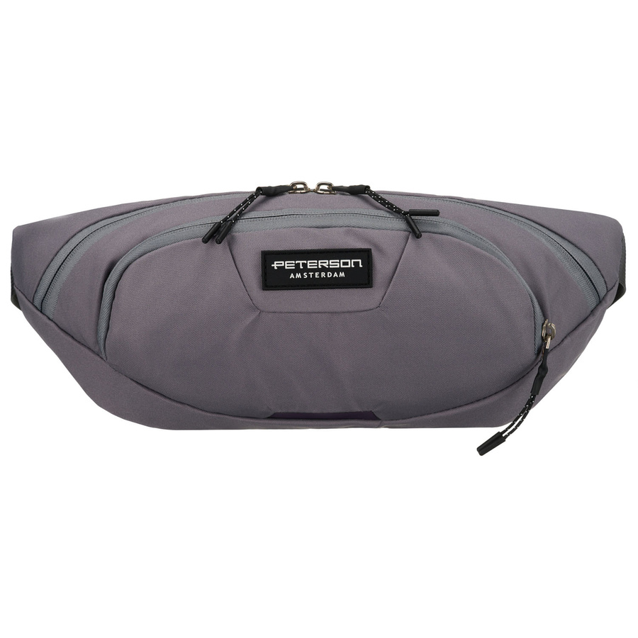 Praktyczna saszetka sportowa z poliestru w ciemnoszarym kolorze, zamykana suwakiem - Peterson