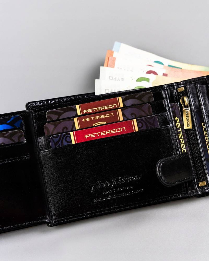 Duży, skórzany portfel męski zapinany na zatrzask - Peterson