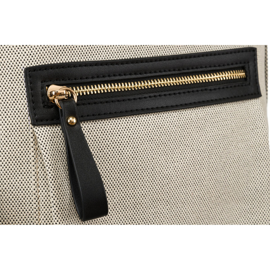 Duży, miejski plecak damski w beżowym kolorze płótno canvas - Peterson