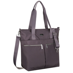 Jednokomorowa shopperka damska z poliestru w szarym kolorze wyposażona w dopinany, regulowany pasek - Peterson