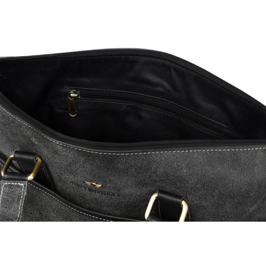 Czarna, skórzana torba męska na dokumenty z miejscem na laptopa - Peterson