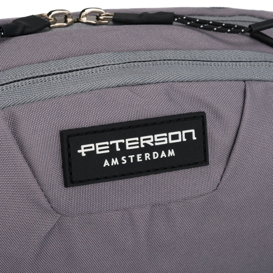 Praktyczna saszetka sportowa z poliestru w ciemnoszarym kolorze, zamykana suwakiem - Peterson