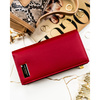 Czerwony portfel damski wykonany ze skóry naturalnej i ekologicznej zamykany na magnes i suwak - Peterson