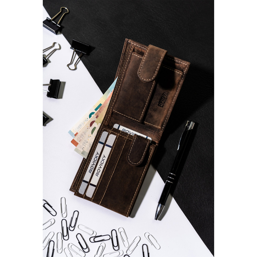 Portfel z naturalnej skóry męski na zatrzask - Buffalo Wild