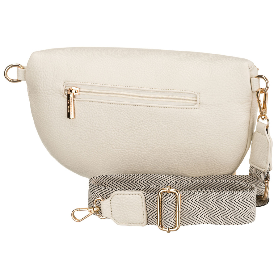 Jasnobeżowa nerka damska ze skóry ekologicznej zamykana suwakiem - Peterson