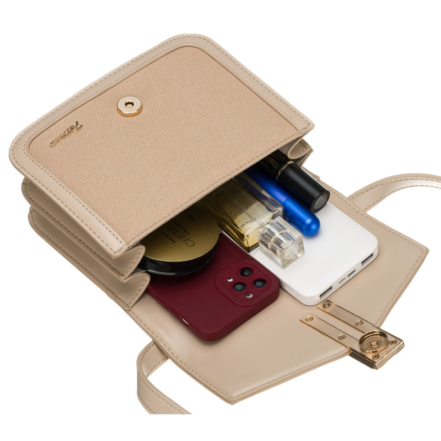 Listonoszka damska z tworzywa sztucznego w beżowym kolorze zamykana klipsem magnetycznym - Peterson