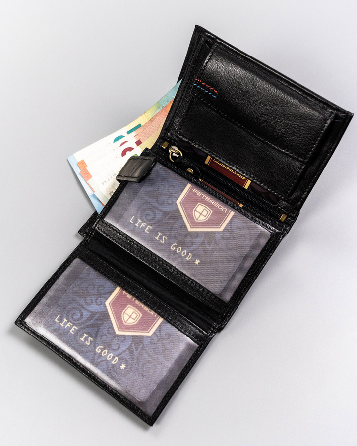 Portfel męski w wersji slim z koziej skóry - Peterson