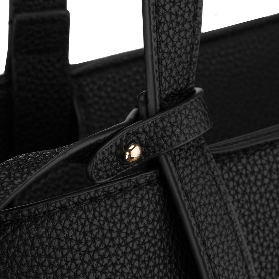 Czarna shopperka damska wykonana ze skóry ekologicznej z praktycznym etui w zestawie - Peterson