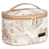 Lekka, beżowa kosmetyczka-kuferek na kosmetyki pokryta roślinnym wzorem - Peterson