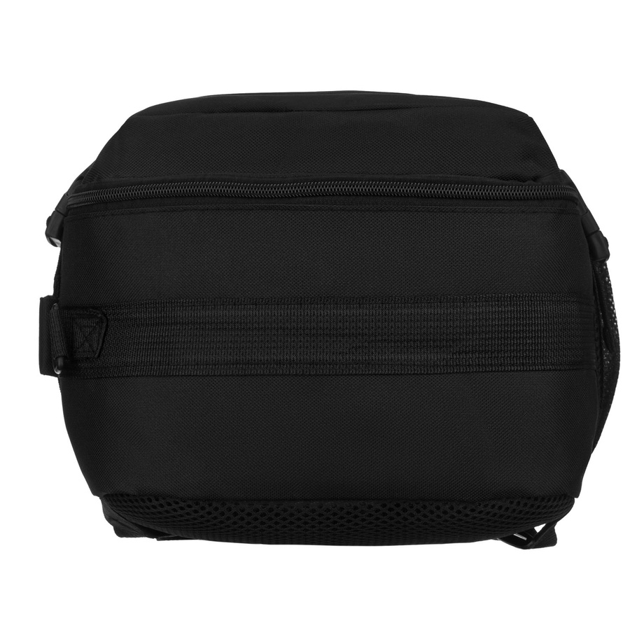 Podróżny plecak z poliestru w czarnym kolorze, dwukomorowy i idealny na bagaż podręczny - Peterson