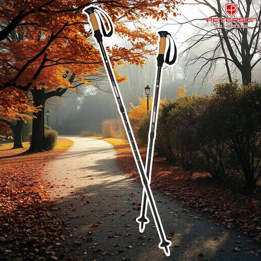 Kijki trekkingowe w kolorze czarnym z systemem anti-shock - Peterson